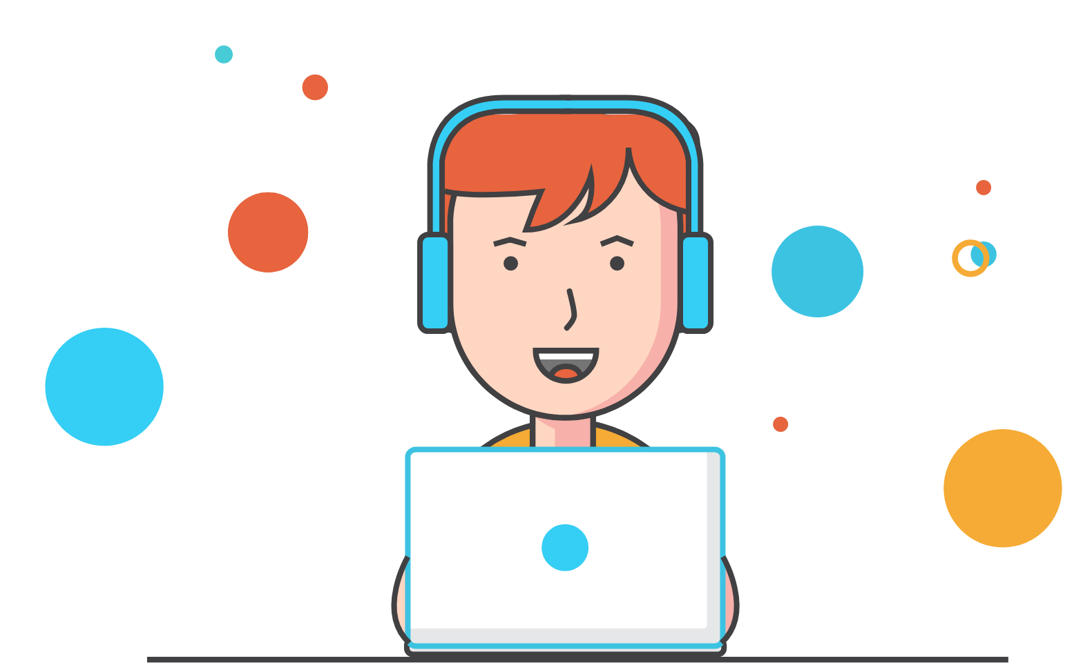 Illustration of a developer working at a desk